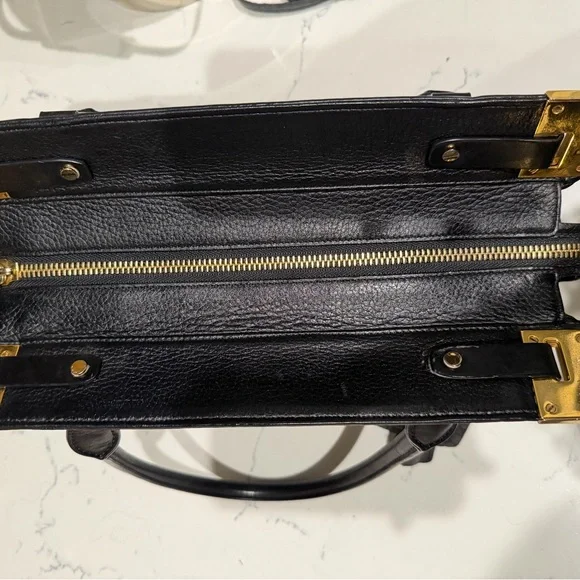 Michael Kors Collection Black Crocodile-Embossed Satchel - Picture 6 of 12